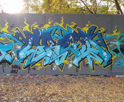 Light Blue and Blue Stylewriting by CRED. This Graffiti is located in Berlin, Germany and was created in 2023. This Graffiti can be described as Stylewriting and Wall of Fame.