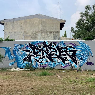 Black and Light Blue Stylewriting by Danzerten. This Graffiti is located in Pekalongan, Indonesia and was created in 2024. This Graffiti can be described as Stylewriting and Characters.