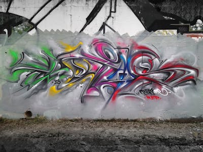 Grey and Colorful Stylewriting by CETYS.AGF. This Graffiti is located in Nitra, Slovakia and was created in 2023. This Graffiti can be described as Stylewriting and Abandoned.