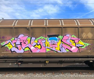 Colorful Stylewriting by Ryos. This Graffiti is located in Switzerland and was created in 2022. This Graffiti can be described as Stylewriting, Characters and Trains.