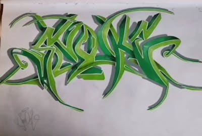 Green and Light Green Blackbook by Smoke091. This Graffiti is located in Palermo, Italy and was created in 2022. This Graffiti can be described as Blackbook.