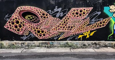 Colorful Stylewriting by Reel. This Graffiti is located in Yogyakarta, Indonesia and was created in 2022. This Graffiti can be described as Stylewriting and 3D.
