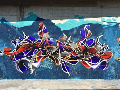 Colorful Stylewriting by Heny. This Graffiti is located in Prato, Italy and was created in 2023. This Graffiti can be described as Stylewriting and Wall of Fame.
