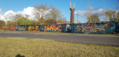 Orange and Blue Stylewriting by angst, WOOKY, Juicey, Albino, Skaf and Meks. This Graffiti is located in Germany and was created in 2022. This Graffiti can be described as Stylewriting, Characters, 3D and Wall of Fame.