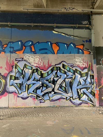 Light Blue and Colorful Stylewriting by KSUR. This Graffiti is located in Braunschweig, Germany and was created in 2023. This Graffiti can be described as Stylewriting and Wall of Fame.