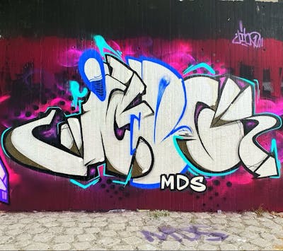 Colorful and Chrome Stylewriting by Jibo and MDS. This Graffiti is located in Neuss, Germany and was created in 2022. This Graffiti can be described as Stylewriting and Wall of Fame.