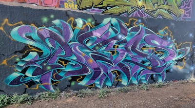 Cyan and Violet Stylewriting by Reka524, Köds and 5zwo4. This Graffiti is located in Germany and was created in 2022. This Graffiti can be described as Stylewriting and Wall of Fame.