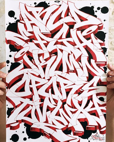 Red and White and Black Blackbook by Signo. This Graffiti is located in France and was created in 2023. This Graffiti can be described as Blackbook.
