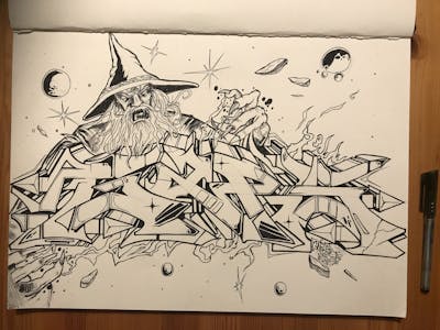 Black and White Blackbook by Gaps. This Graffiti is located in Fürstenberg, Germany and was created in 2022.