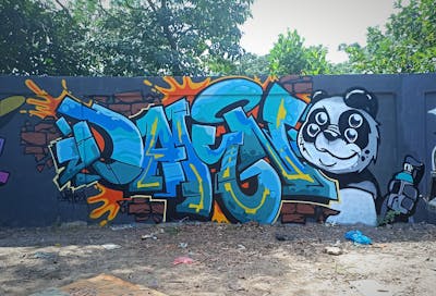 Light Blue and Colorful Stylewriting by DAMN35. This Graffiti is located in Batam, Indonesia and was created in 2022. This Graffiti can be described as Stylewriting and Characters.