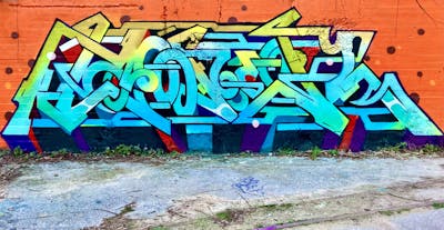 Light Blue and Colorful Stylewriting by Toner2. This Graffiti is located in Brussels, Belgium and was created in 2024.