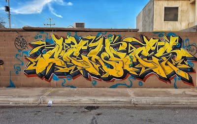 Yellow and Colorful Stylewriting by Oclocs. This Graffiti is located in Mexicali, Mexico and was created in 2020.