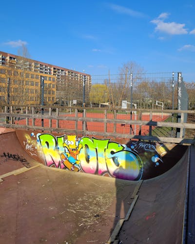 Colorful Stylewriting by Riots. This Graffiti is located in Leipzig, Germany and was created in 2024. This Graffiti can be described as Stylewriting and Characters.