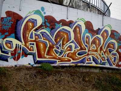 Colorful Stylewriting by Kezam. This Graffiti is located in Auckland, New Zealand and was created in 2022. This Graffiti can be described as Stylewriting and 3D.
