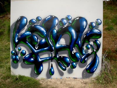 Blue and Black Stylewriting by Kezam. This Graffiti is located in Melbourne, Australia and was created in 2023. This Graffiti can be described as Stylewriting and 3D.