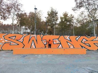 Orange Stylewriting by Swing. This Graffiti is located in Lyon, France and was created in 2020.