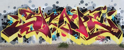 Yellow and Grey and Red Stylewriting by S.KAPE289 and Skape289. This Graffiti is located in Astana, Kazakhstan and was created in 2018.