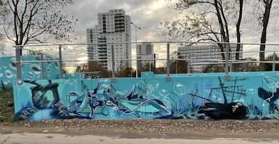 Cyan Stylewriting by ORES24. This Graffiti is located in HALLE, Germany and was created in 2022. This Graffiti can be described as Stylewriting, Characters and Commission.