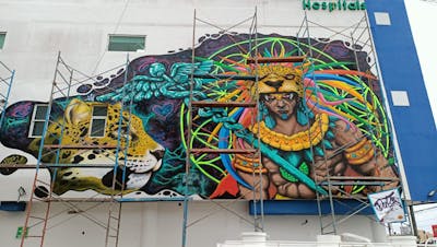 Colorful Characters by Dutek pacheco. This Graffiti is located in Playa del Carmen, Mexico and was created in 2022. This Graffiti can be described as Characters, Streetart, Murals and Commission.