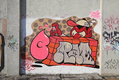 Colorful Characters by Brat, PLZ and BDBU. This Graffiti is located in Rijeka, Croatia and was created in 2022. This Graffiti can be described as Characters and Stylewriting.