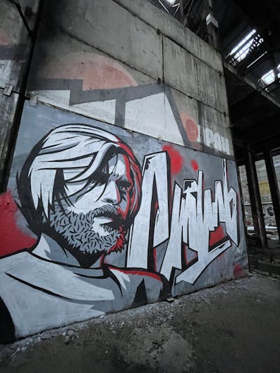 Grey and Red and Black Stylewriting by Oster. This Graffiti is located in Saint-Petersburg, Russian Federation and was created in 2021. This Graffiti can be described as Stylewriting, Characters and Abandoned.