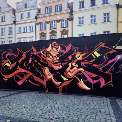 Black and Red Stylewriting by Ogryz. This Graffiti is located in Poland and was created in 2018. This Graffiti can be described as Stylewriting, Characters and Wall of Fame.