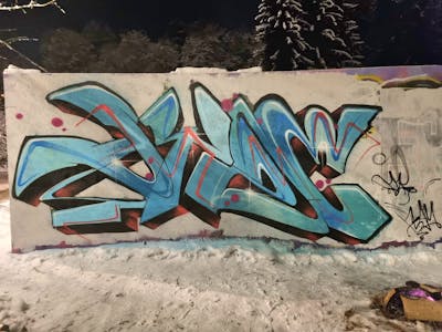 Light Blue Stylewriting by Dyze. This Graffiti is located in Bern, Switzerland and was created in 2023. This Graffiti can be described as Stylewriting and Wall of Fame.