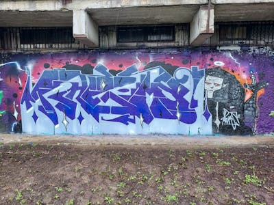 Blue and Light Blue and Colorful Stylewriting by Fems173. This Graffiti is located in lublin, Poland and was created in 2023. This Graffiti can be described as Stylewriting, Characters and Abandoned.