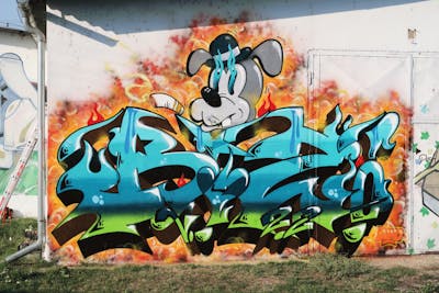 Light Blue and Orange and Colorful Stylewriting by BIZ. This Graffiti is located in Slovakia and was created in 2022. This Graffiti can be described as Stylewriting and Characters.