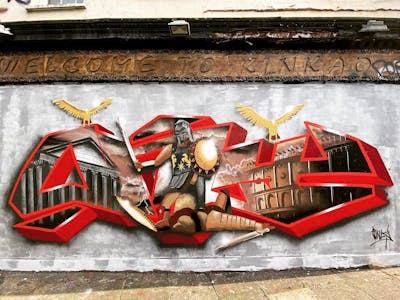 Red and Brown Stylewriting by Only E1. This Graffiti is located in London, United Kingdom and was created in 2021. This Graffiti can be described as Stylewriting, Characters, 3D and Wall of Fame.
