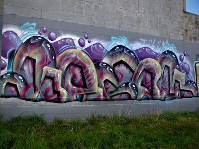 Grey and Colorful Stylewriting by Kezam. This Graffiti is located in Auckland, New Zealand and was created in 2022. This Graffiti can be described as Stylewriting and Abandoned.