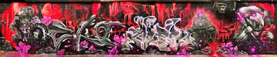 Red and Grey and Violet Stylewriting by Codex, Oeko, Aber, Jason, Joker and koarts. This Graffiti is located in Lüneburg, Germany and was created in 2023. This Graffiti can be described as Stylewriting and Characters.