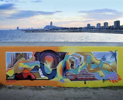 Colorful Stylewriting by Fork Imre. This Graffiti is located in Barcelona, Spain and was created in 2019. This Graffiti can be described as Stylewriting and Futuristic.