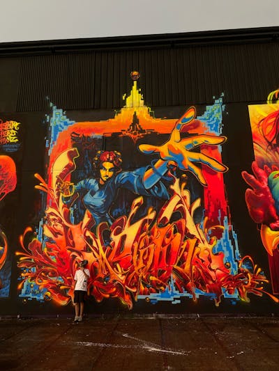 Orange and Red Stylewriting by Aster, Zark, Sowet and BAROQUE NEW SCHOOL. This Graffiti is located in Milano, Italy and was created in 2023. This Graffiti can be described as Stylewriting, Characters, Streetart and Murals.