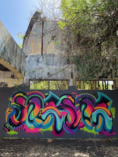 Colorful Stylewriting by MSOL. This Graffiti is located in Bali, Indonesia and was created in 2022. This Graffiti can be described as Stylewriting and Abandoned.
