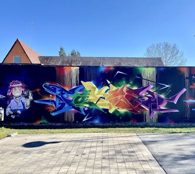 Colorful Stylewriting by FOKUS.81 and Riser. This Graffiti is located in Fürth, Germany and was created in 2021. This Graffiti can be described as Stylewriting and Characters.
