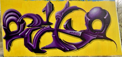 Yellow and Violet Stylewriting by Oekounlogisch, Oeko and NFG. This Graffiti is located in Kiel, Germany and was created in 2024. This Graffiti can be described as Stylewriting and 3D.