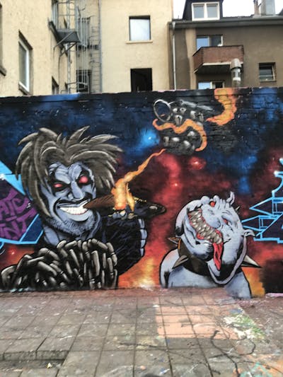 Colorful Characters by Gaps and Juicey. This Graffiti is located in Leipzig, Germany and was created in 2022. This Graffiti can be described as Characters and Wall of Fame.