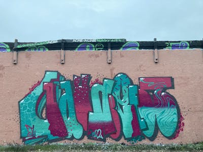 Cyan and Red Stylewriting by Gauner. This Graffiti is located in Germany and was created in 2022. This Graffiti can be described as Stylewriting and Wall of Fame.