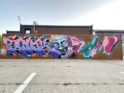 Colorful Stylewriting by 7AM, Tresk and Santa (NPC). This Graffiti is located in Novi Sad, Serbia and was created in 2022. This Graffiti can be described as Stylewriting, Characters and Wall of Fame.