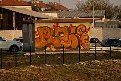 Orange and Colorful Stylewriting by PLZ. This Graffiti is located in Croatia and was created in 2022. This Graffiti can be described as Stylewriting and Street Bombing.