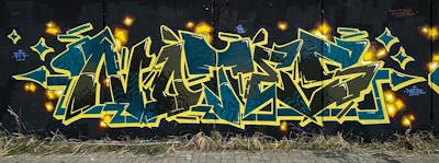 Yellow and Colorful Stylewriting by Notes, BTS and POK. This Graffiti is located in Prague, Czech Republic and was created in 2023.