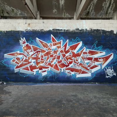 Blue and Red Stylewriting by Acide4000 and cbx. This Graffiti is located in Liège, Belgium and was created in 2022. This Graffiti can be described as Stylewriting and Abandoned.