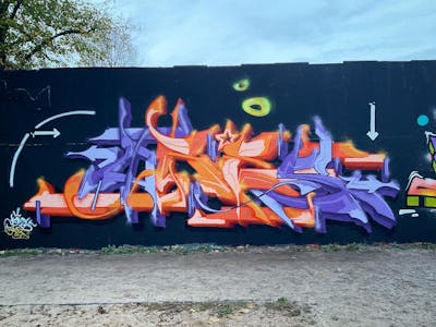 Orange and Violet Stylewriting by ORES24. This Graffiti is located in HALLE, Germany and was created in 2022. This Graffiti can be described as Stylewriting and Wall of Fame.