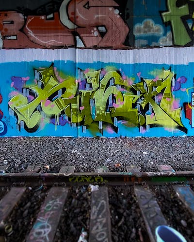 Light Green and Colorful Stylewriting by PUCK. This Graffiti is located in Bonn, Germany and was created in 2023. This Graffiti can be described as Stylewriting and Wall of Fame.