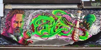 Colorful and Light Green Stylewriting by PLET. This Graffiti is located in Milano, Italy and was created in 2022. This Graffiti can be described as Stylewriting, Characters and Streetart.
