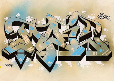 Beige and Light Blue Blackbook by MOI. This Graffiti is located in New York, United States and was created in 2022. This Graffiti can be described as Blackbook.