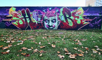 Violet Stylewriting by Shibe, Wiem and Meser. This Graffiti is located in Poland and was created in 2021. This Graffiti can be described as Stylewriting and Characters.
