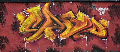 Orange and Yellow Stylewriting by Cabe. This Graffiti is located in Kolobrzeg, Poland and was created in 2023.