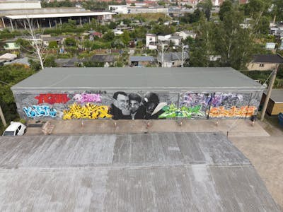 Grey and Colorful Stylewriting by Gaps, Chr15, Keito, Acis, Primo and storm1. This Graffiti is located in Leipzig, Germany and was created in 2021. This Graffiti can be described as Stylewriting, Characters and Murals.